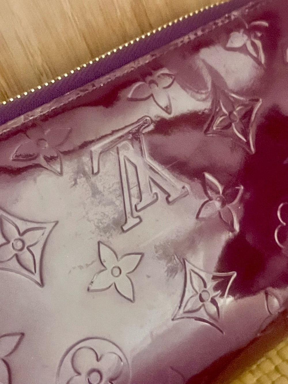 Pre-owned LV Amarante Monogram Vernis Zippy Wallet Purple Patent Leather - Picture 8 of 16